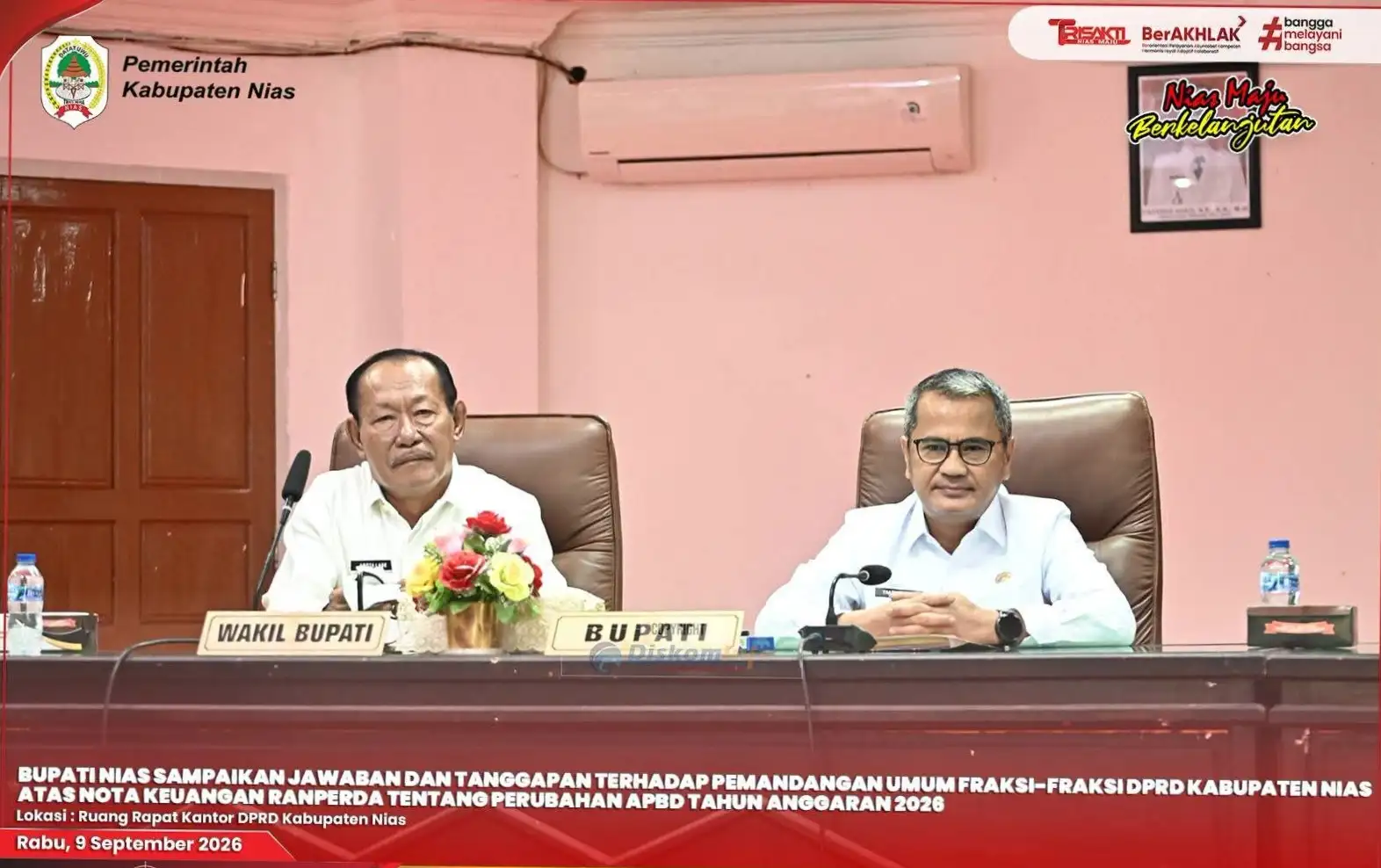 BUPATI NIAS SAMPAIKAN JAWABAN DAN TANGGAPAN TERHADAP PEMANDANGAN UMUM FRAKSI-FRAKSI DPRD KABUPATEN NIAS ATAS NOTA KEUANGAN RANPERDA TENTANG PERUBAHAN APBD TAHUN ANGGARAN 2026